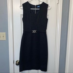 Antonio Melani : Black textured dress : Silver buckle : size 2